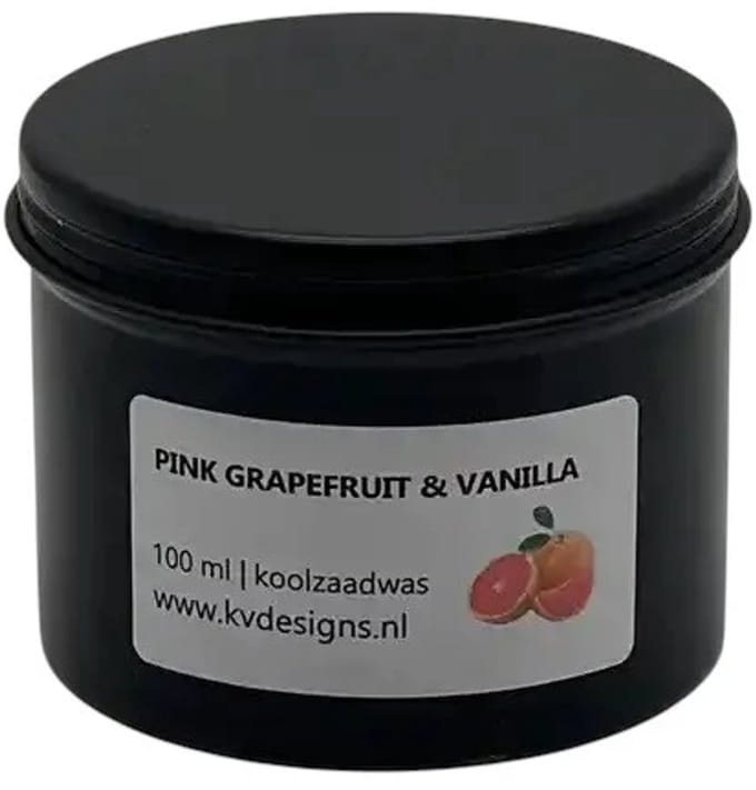 Geurkaars 100ml – Pink Grapefruit & Vanilla – Handgemaakt van Koolzaadwas – 40 branduren – KV DESIGNS