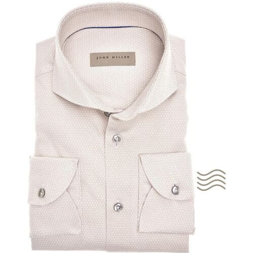 John Miller Overhemd Hexagonal Pattern Tailored Fit Zand / male