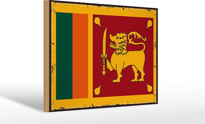 Holzschild Flagge Sri Lankas 30x20cm Retro Flag Sri Lanka
