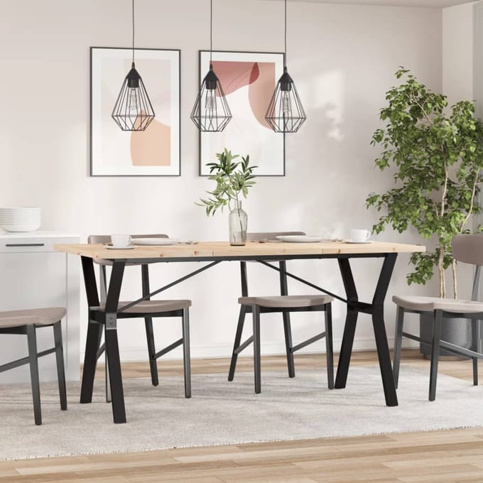 vidaXL - Eettafel - Y-frame - 160x80x75,5 - cm - massief - grenenhout - en - staal