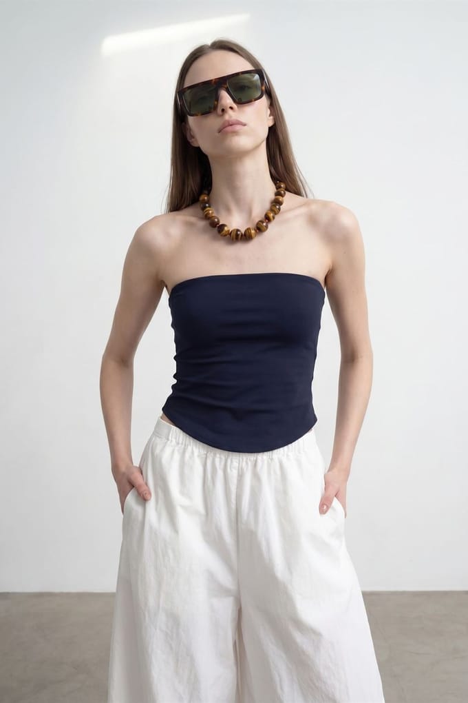 Dames Strapless Crop Bandeau Top