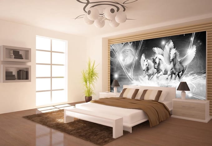 Winged Horse Pegasus Black Photo Wallcovering