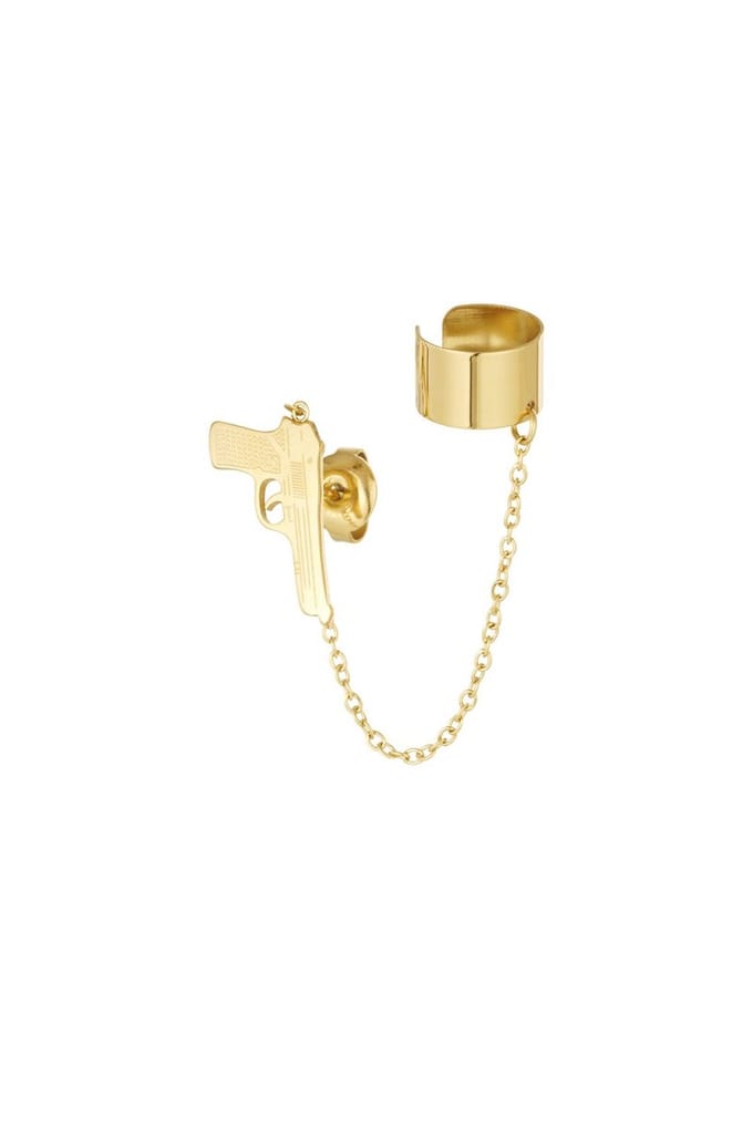 YWG - oorbellen pistool met ear cuff - Goud kleurig