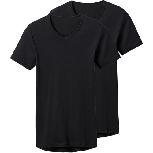 ESMARA MEN Set van 2 heren T-shirts (V-hals, Zwart, M)