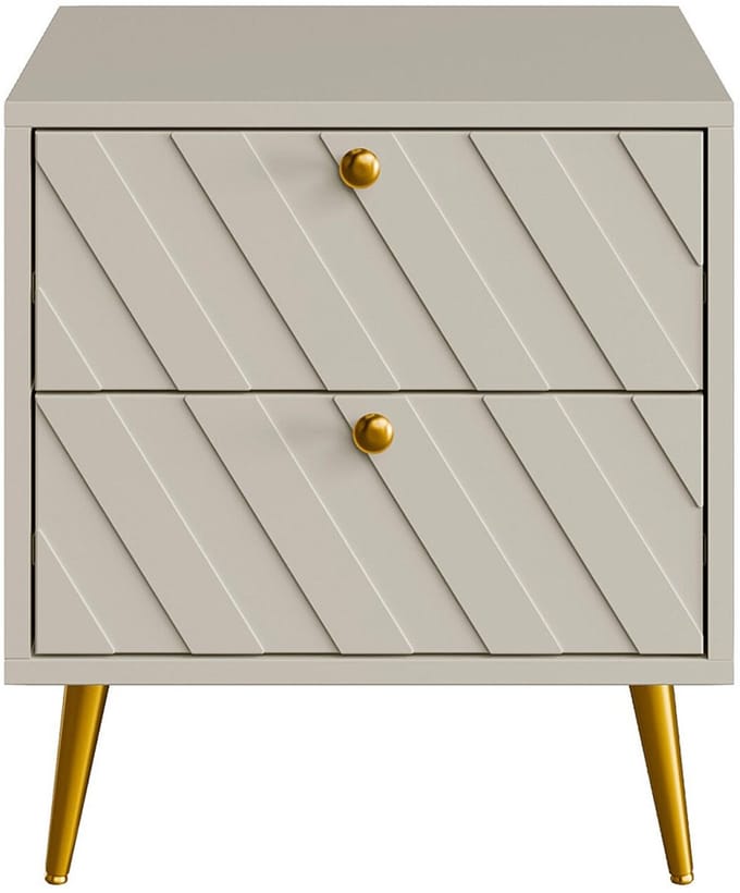 Vente-unique Nachtkastje met 2 lades - Beige - TEODA