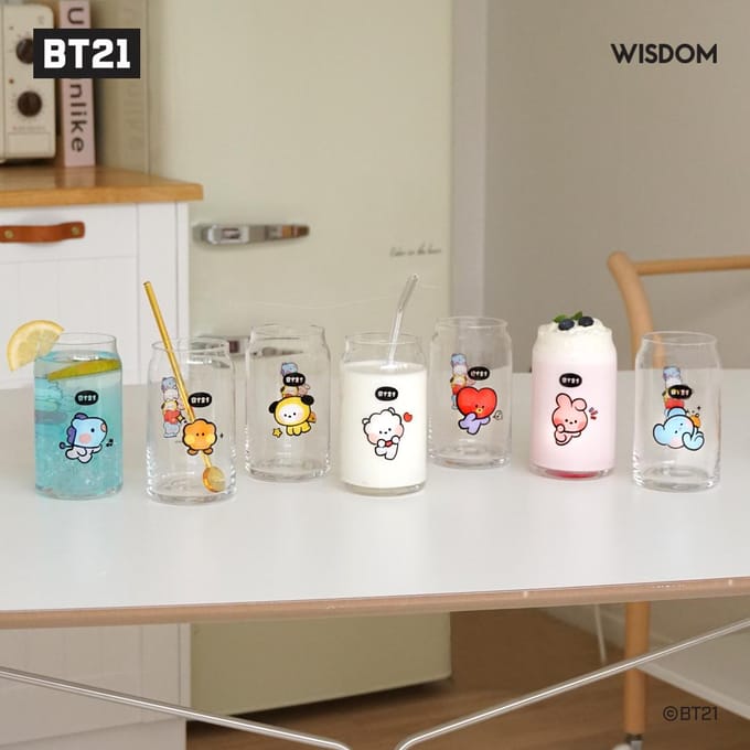 Bts (Bangtan garçons) BT21 Minini Glass Cup, Officiel, Original, Authentique, K-POP, idole beige