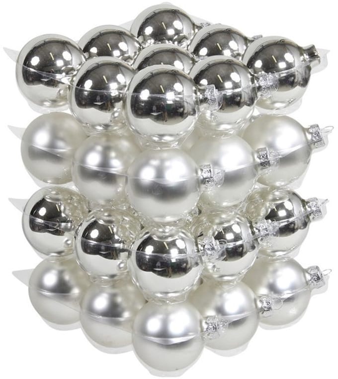 Othmar Decorations kerstballen - 36x st - zilver - D6 cm - glas - kerstversiering