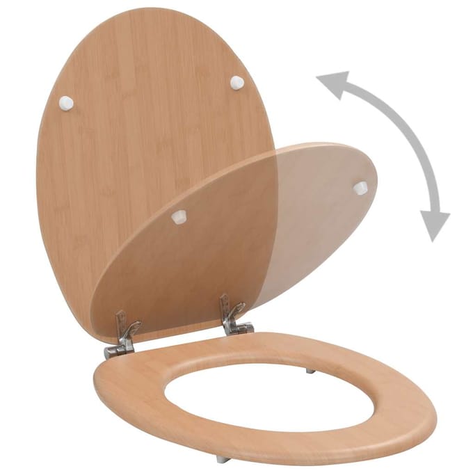 vidaXL - Toiletbril - met - deksel - bamboe - MDF