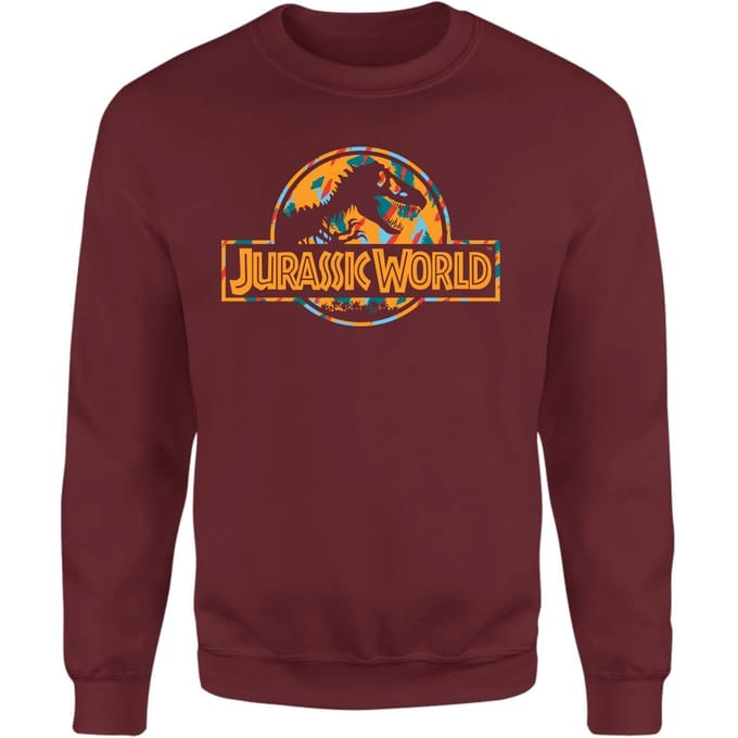 Jurassic Park Logo Tropical Sweatshirt - Burgundy - S