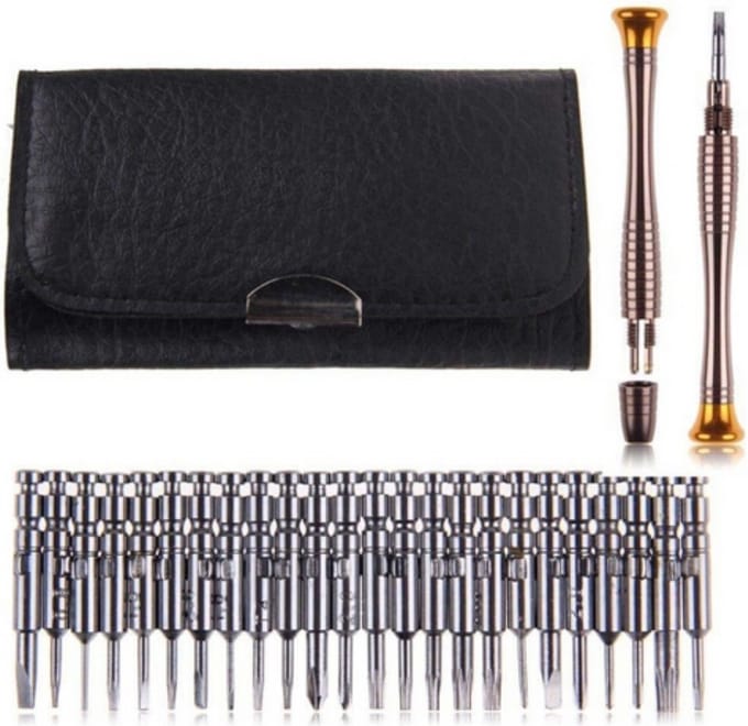 Mini toolkit torx Philips platkop pentacle driehoek 25 in 1 schroevendraaier in etui / HaverCo