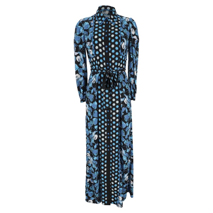 Diane Von Furstenberg Joshua maxi-jurk met bloemenprint in blauw polyester