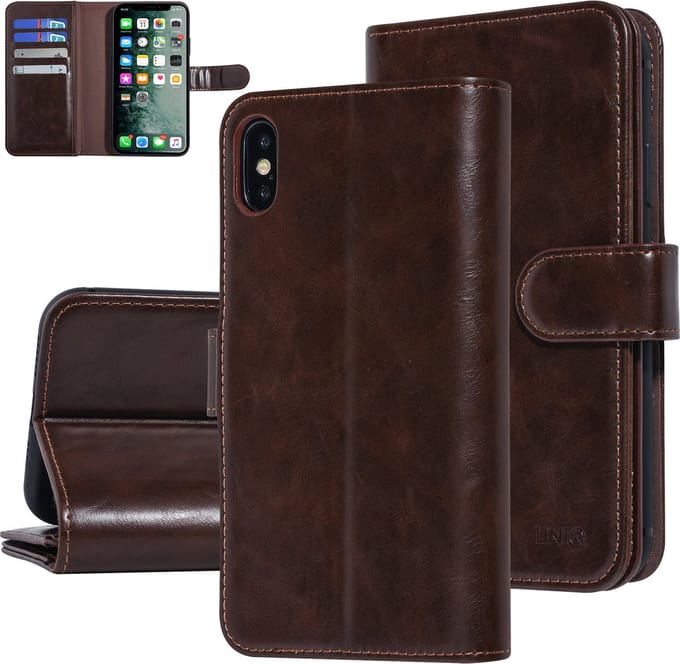 UNIQ Accessory iPhone Xs Max Booktype hoesje Zachte huid - Pasjeshouder 9 pasjes - DonkerBruin