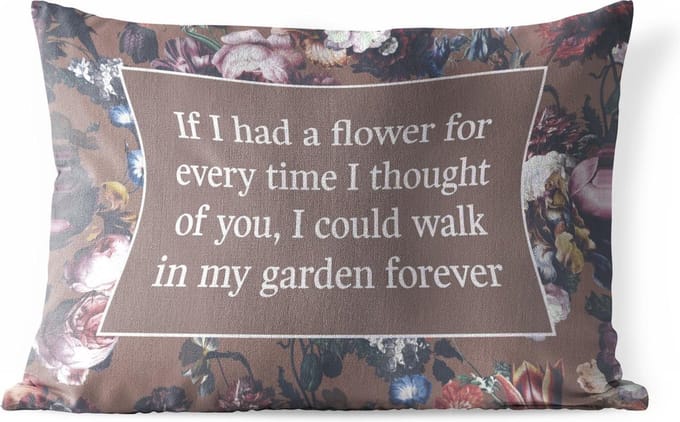 Buitenkussens - Tuin - Bloemen - Spreuken - Roze - 50x30 cm