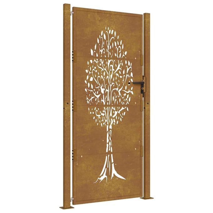 vidaXL - Poort - 100x175 - cm - boomontwerp - cortenstaal