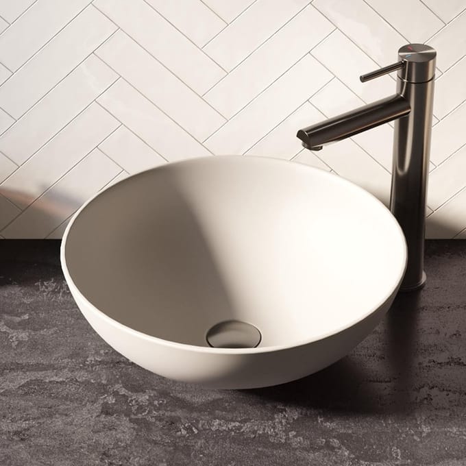 Brauer Bowl Waskom - Rond - 40 cm - Keramiek - Mat - Wit