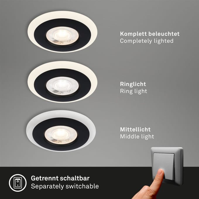 BRILONER inbouw spots - 3 x led 4,9 W - warm white 3000k