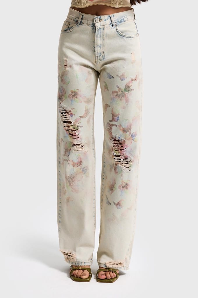It's Basic - PRINTED LOOSE MID RISE JEANS