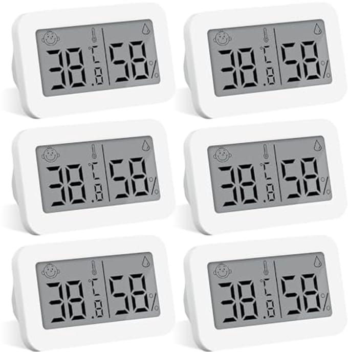 Mini-thermometer en hygrometer set van 6 voor binnen en buiten gebruik