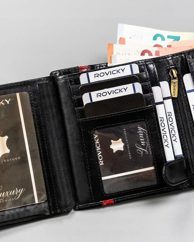 Rovicky Classy - Heren Portefeuille - Echt Leer - RFID Bescherming - 18 Pasjeshouders