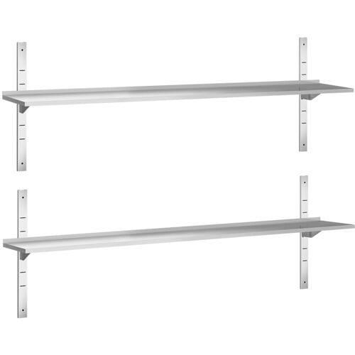 GGM Gastro Wandborde PREMIUM - 2000x300mm - mit 2 Etagen Zilver