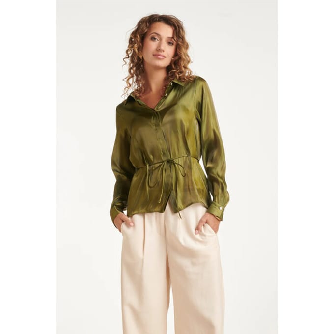 Smashed Lemon Getailleerde blouse met glanseffect |