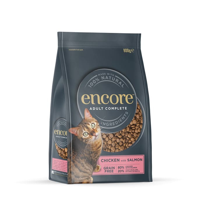 800g Encore Cat kip met zalm droogvoer voor katten
