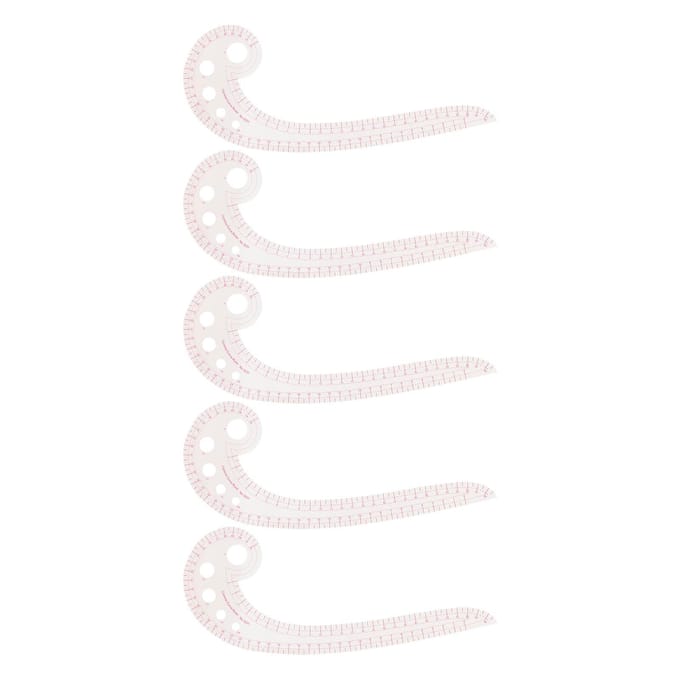 5 stuks Komma Vormige Curve Liniaal Transparant 3231 DIY Franse Naa Liniaal voor Patroon Linialen Naaien white