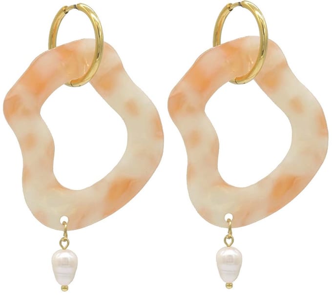 Oorbellen - Abstracte Hanger - RVS - 6 cm - Roze