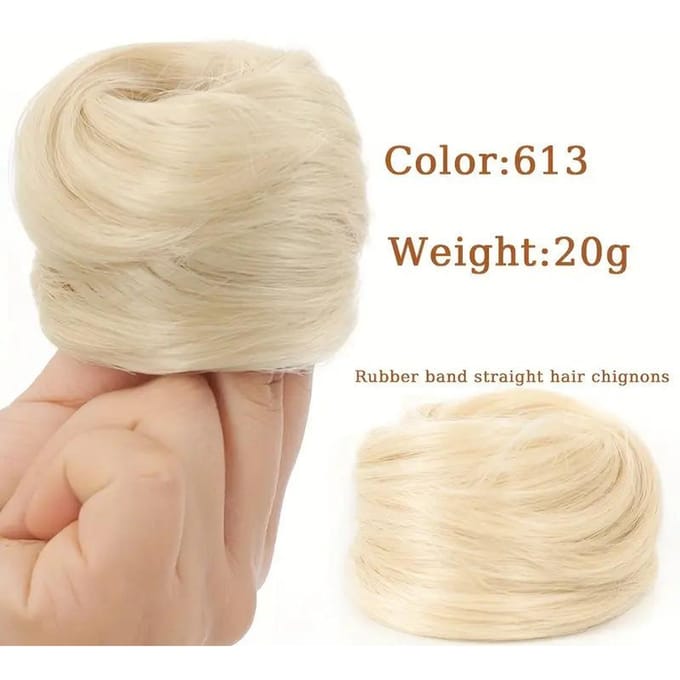 1 stuk synthetisch haarknot, rechte chignon, elastische rubberen band, nep haarclip, haarstaartverlenging, opgestoken haarstuk, paardenstaart beige