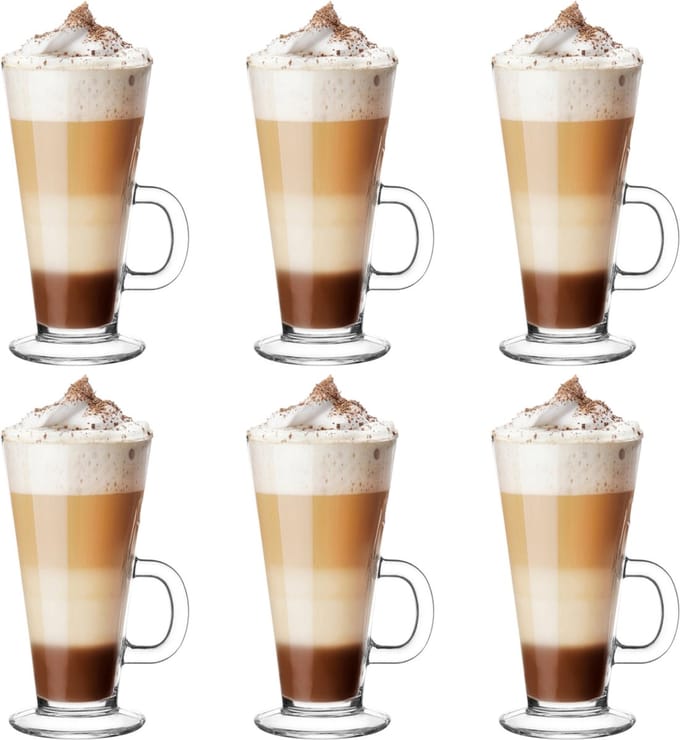 Glasmark Caffe Latte macchiato/koffie glazen model Paris - transparant glas - 12x stuks - 250 ml