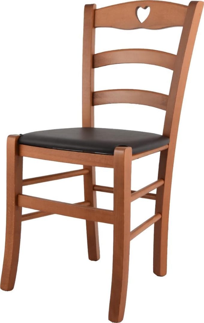 Tommychairs Cuore - Eetkamerstoel - 1 Stuk - Kersenhout - Kunstleer