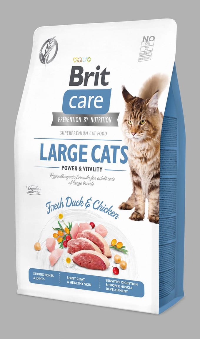 Brit Care Large Cats Power & Vitality Eend&Kip - Kattenvoer - 2 kg