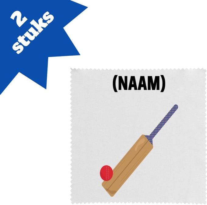 Akyol - cricket met eigen naam brillendoekjes - Cricket - cricketer - sport - 17,8 bij 17,8 cm - 2 stuks