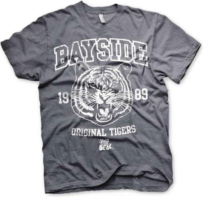 Saved By The Bell Heren Tshirt -M- Bayside 1989 Original Tigers Grijs