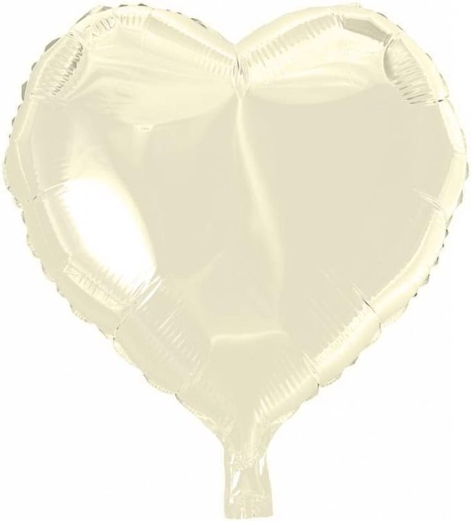 Folieballon hart ivory 45 cm.