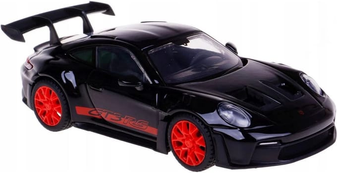 BBURAGO Modelauto - Porsche 911 - zwart/rood - 10 x 4,5 cm - schaalmodel