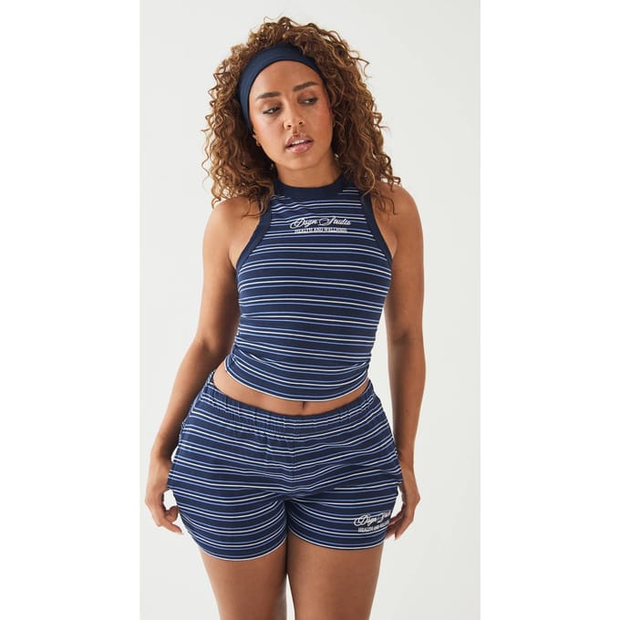 Dames Dsgn Studio Gestreepte Racer Top | Marineblauw | Maat: Medium