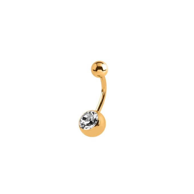 Lucardi Dames Navelpiercing met kristal - Piercing - Cadeau - Staal - Goudkleurig