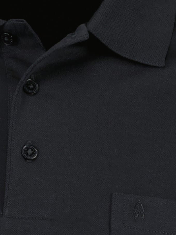 Ragman Softknit Polo Longsleeve Uni Breast Pocket Zwart / male