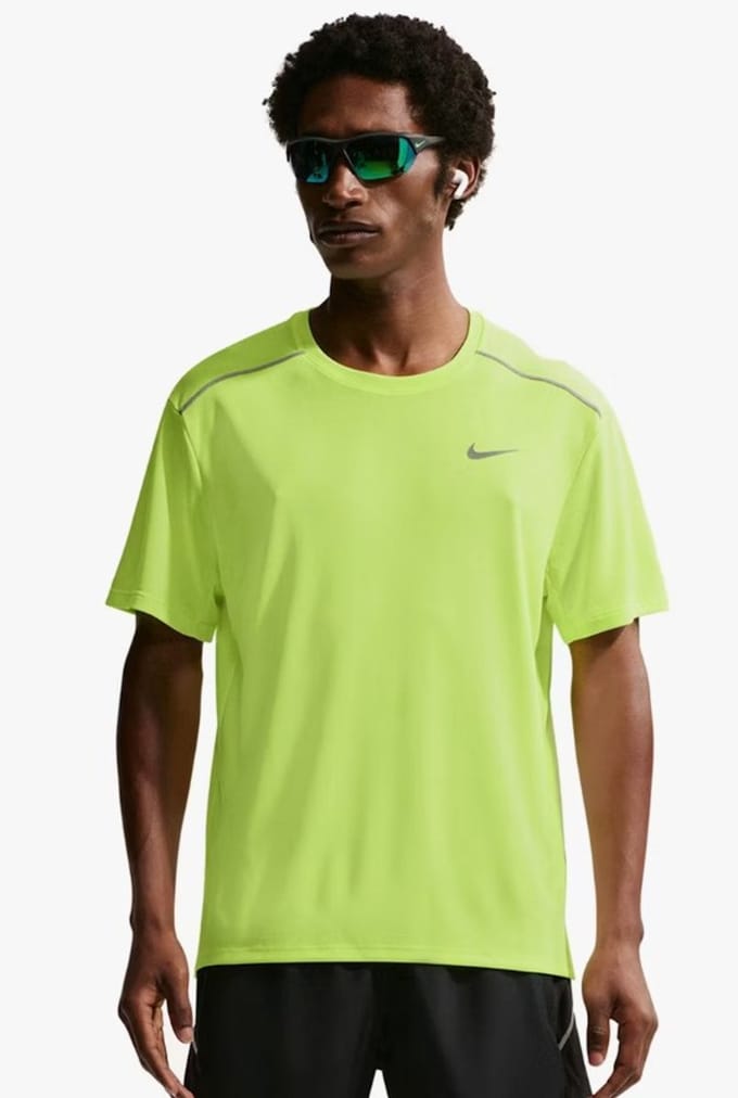 Nike Miler T-shirts Heren - Geel - Maat L - Poly Jersey