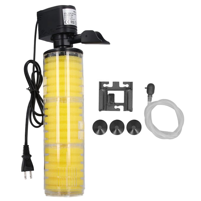 25W Onderdompelbaar Aquariumfilter Intern 1800L/H 3 Stadia Spons Aquarium Onderdompelbaar Filter met yellow