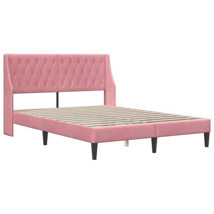 vidaXL - Bedframe - met - hoofdeinde - Roze - 140 - x - 200 - cm - Fluweel