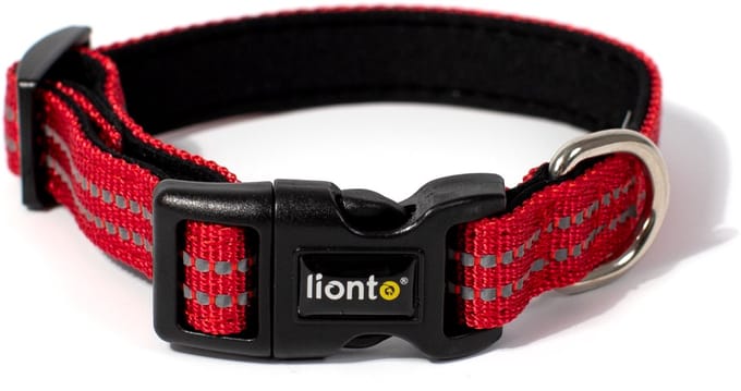 lionto Kattenhalsband, gevoerd, reflecterend & verstelbaar, rood
