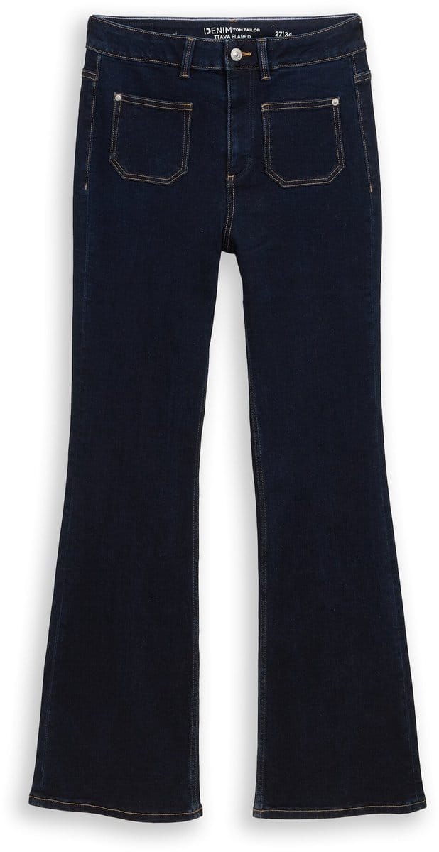 Tom Tailor Denim - TTAVA FLARED-jeans met opgezette zakken - Maat 29/34 - Rinsed Blue Denim