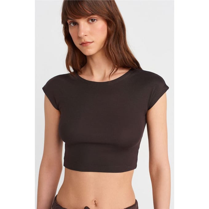 Slim Fit Crop Jersey Blouse