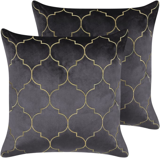 ALYSSUM - Sierkussen set van 2 - Grijs - 45 x 45 cm - Polyester