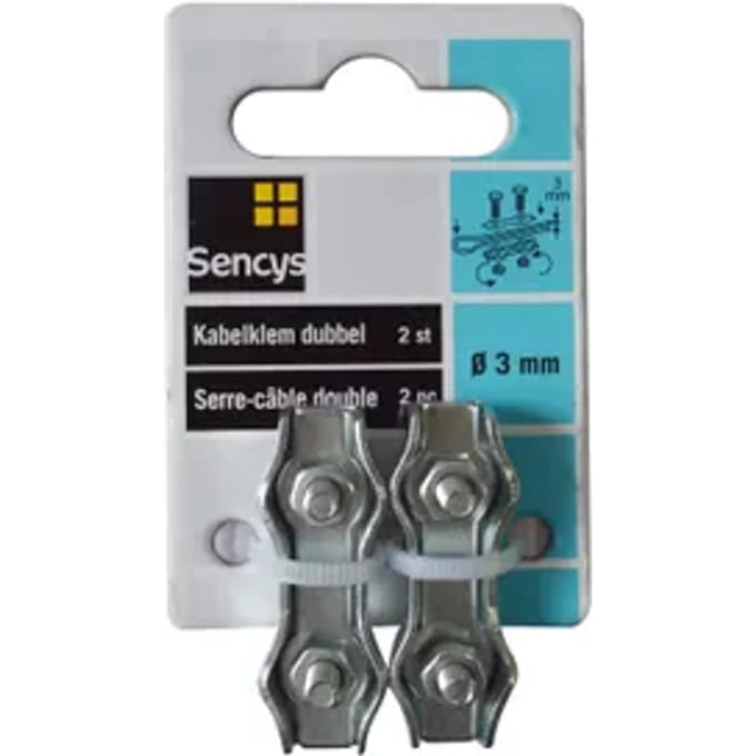 Sencys Kabelklem Dubbel - Gegalvaniseerd - Diam. 3mm - 2 Stuks