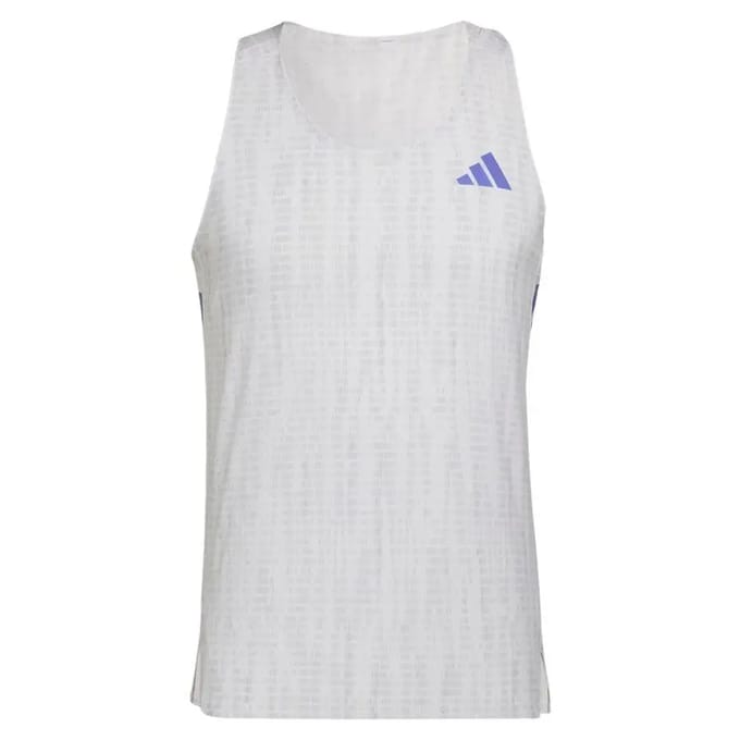 Adidas Adizero Tank Top T-shirts Heren - Wit - Maat XL - Poly Mesh