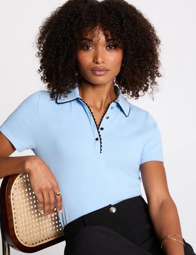 Morgan - Fitted top with notch 261-Dloli Blue - Maat : XS