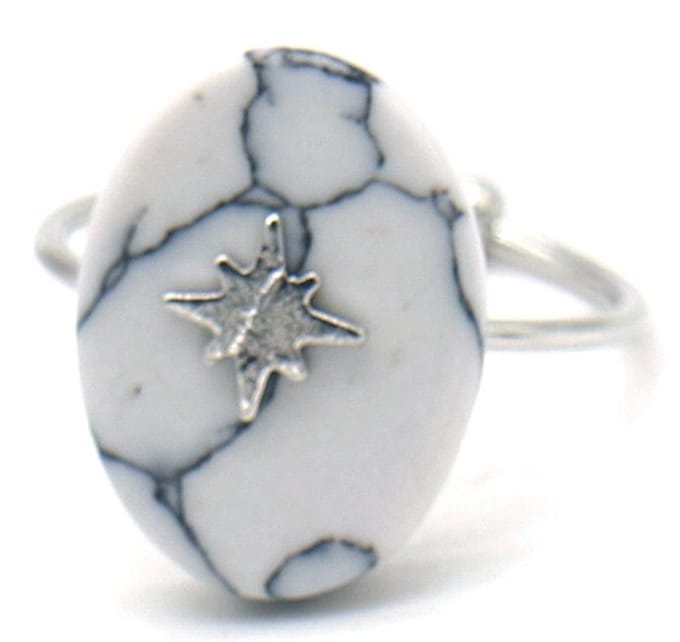 Ring Marmer en Poolster - Metaal - One Size - Zilverkleurig